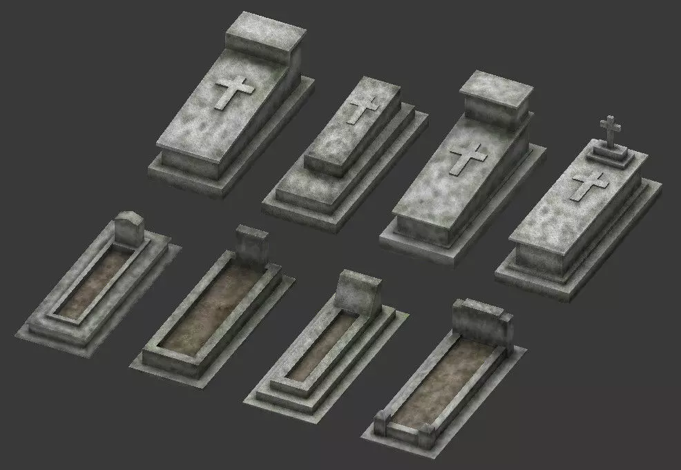 Tomb stone graveyard low poly pack 3 Low-poly 3D model_0