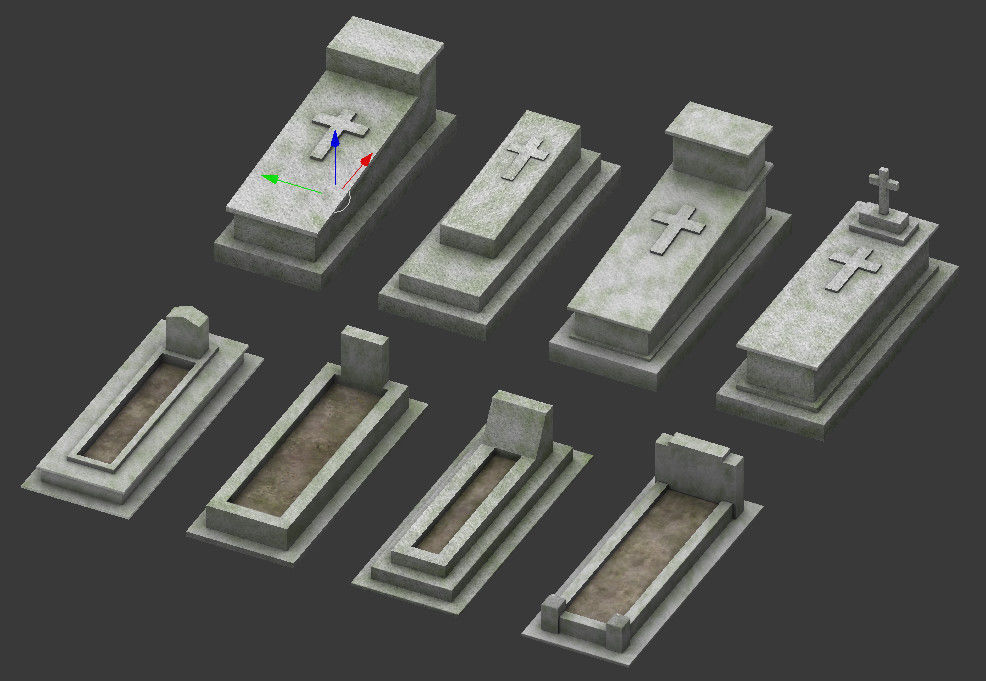 Tomb stone graveyard low poly pack 3 Low-poly 3D model_1