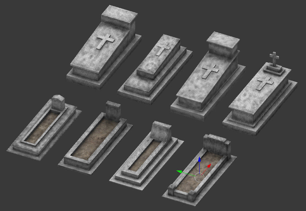 Tomb stone graveyard low poly pack 3 Low-poly 3D model_2