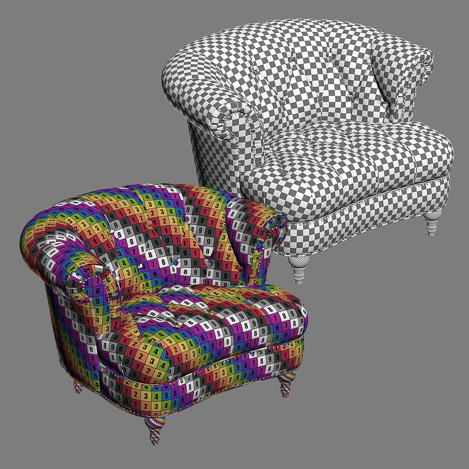 LA ROSA Tufted Accent Armchair with Ottoman 3D model_10