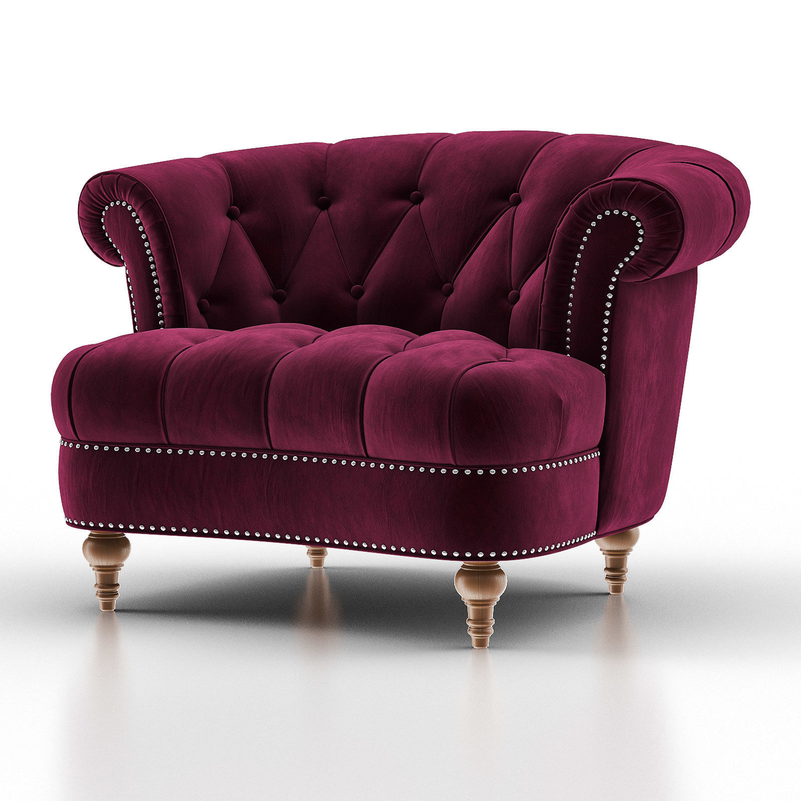 LA ROSA Tufted Accent Armchair with Ottoman 3D model_4