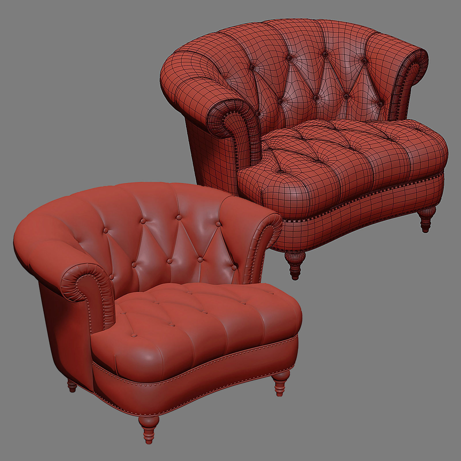 LA ROSA Tufted Accent Armchair with Ottoman 3D model_9