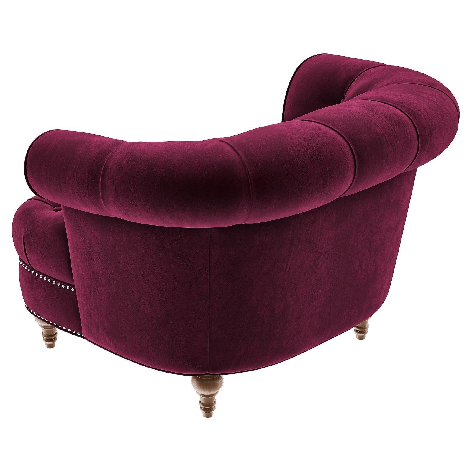 LA ROSA Tufted Accent Armchair with Ottoman 3D model_5