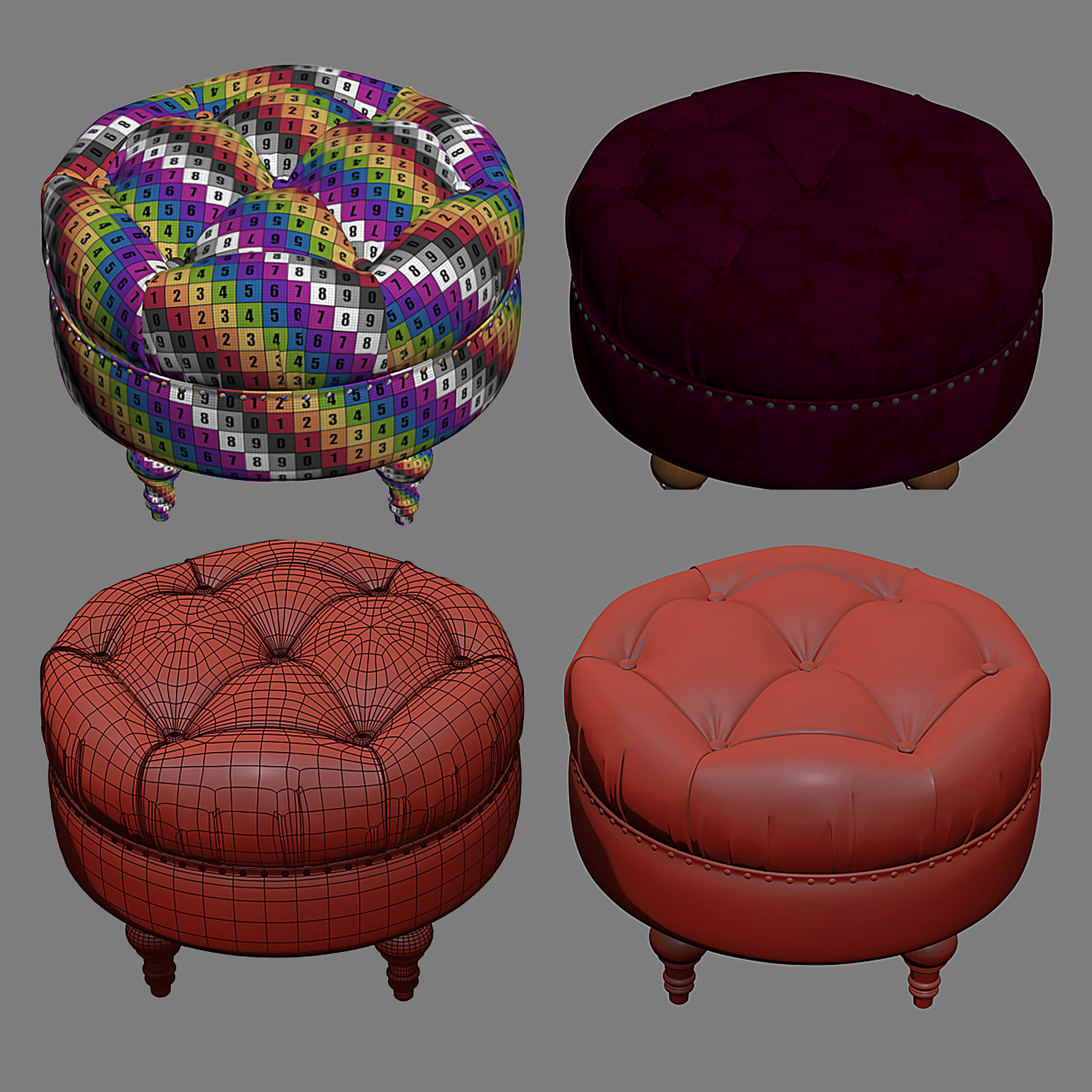 LA ROSA Tufted Accent Armchair with Ottoman 3D model_11