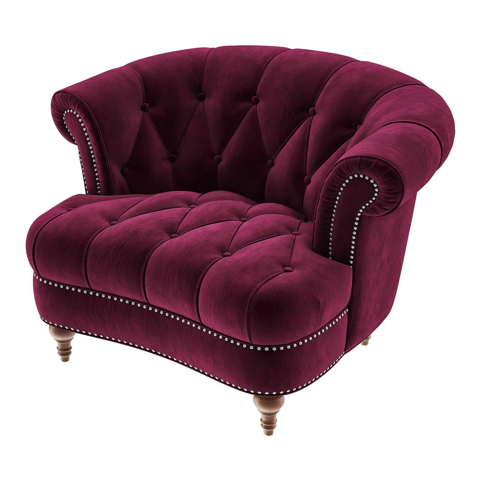 LA ROSA Tufted Accent Armchair with Ottoman 3D model_6