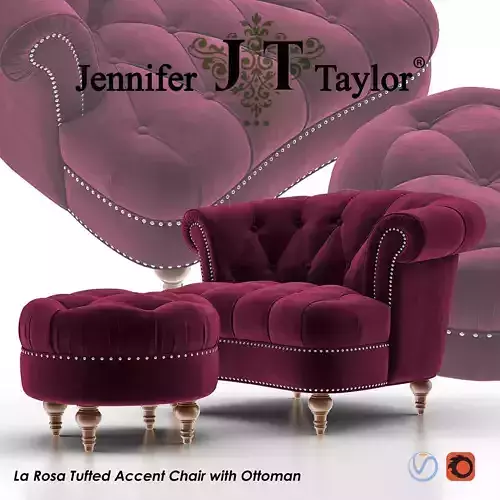 LA ROSA Tufted Accent Armchair with Ottoman 3D model