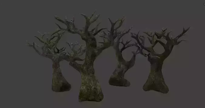Low poly pbr spooky trees Low-poly 3D model