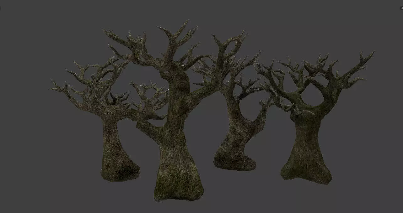 Low poly pbr spooky trees Low-poly 3D model_0
