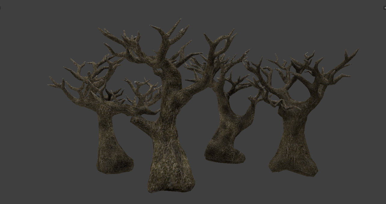 Low poly pbr spooky trees Low-poly 3D model_3