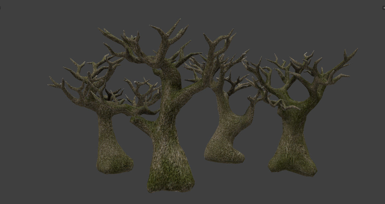 Low poly pbr spooky trees Low-poly 3D model_2