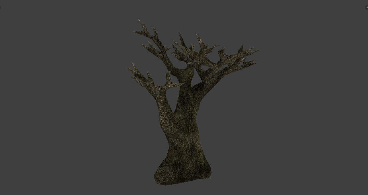 Low poly pbr spooky trees Low-poly 3D model_4