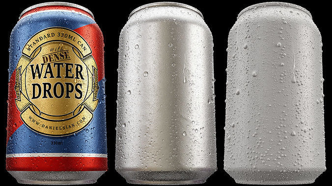 Standard 330ml Beverage Can with Dense Water Drops 3D model 6