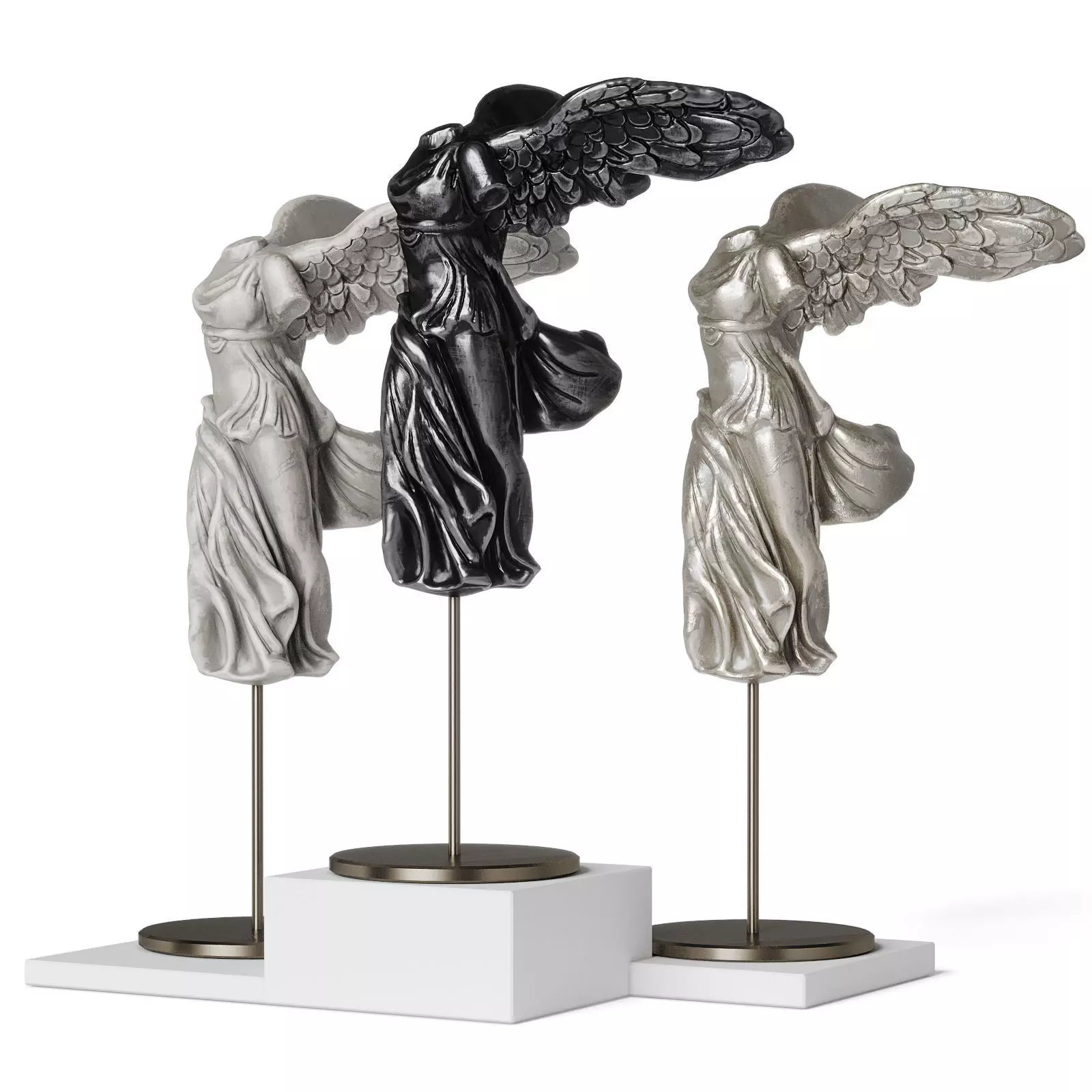 La Victoire de Samothrace statuette set Low-poly 3D model_0
