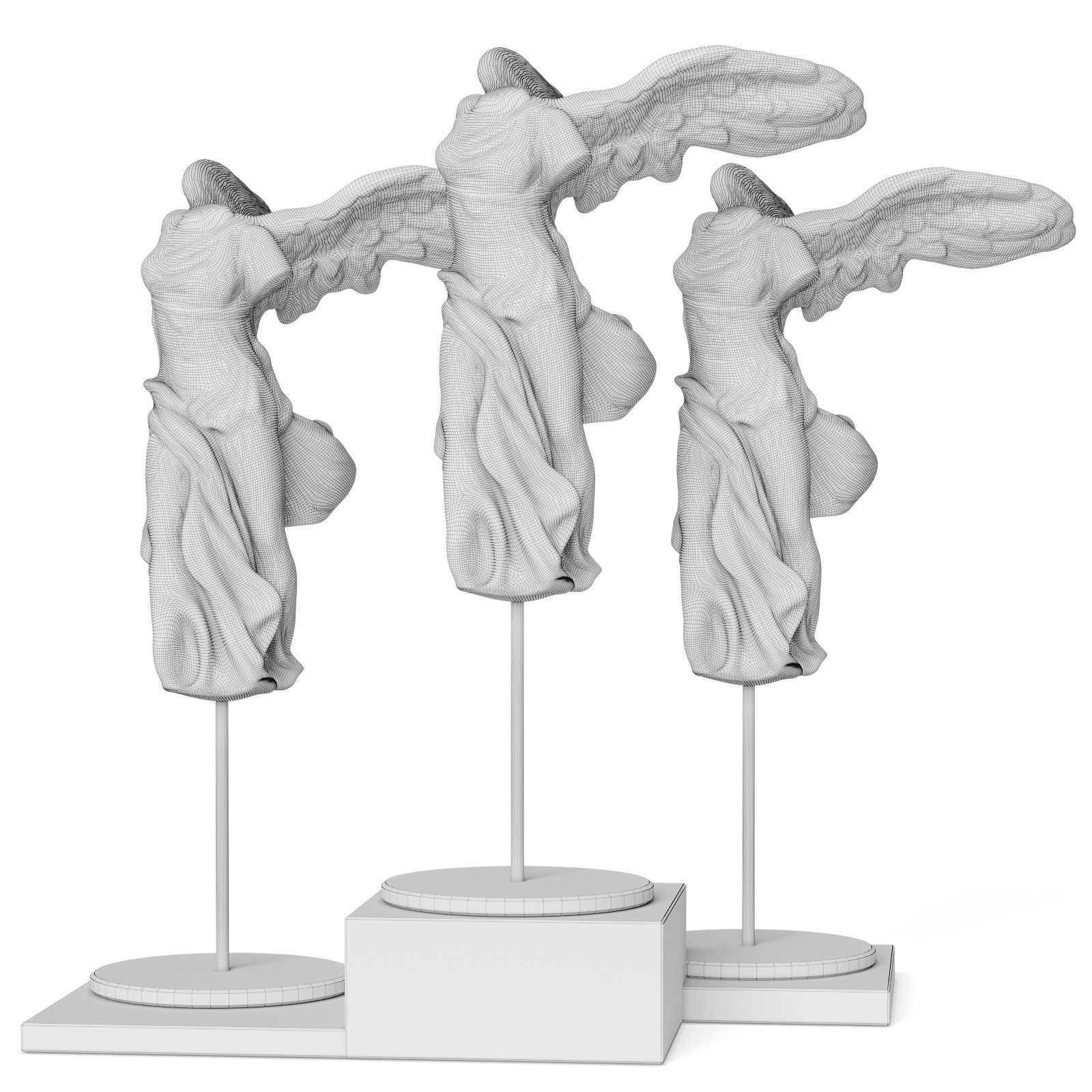 La Victoire de Samothrace statuette set Low-poly 3D model_3