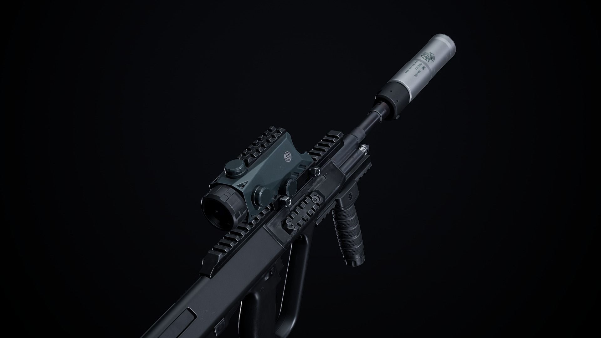 Steyr Aug A1-A3-Para Variants Low-poly 3D model_6