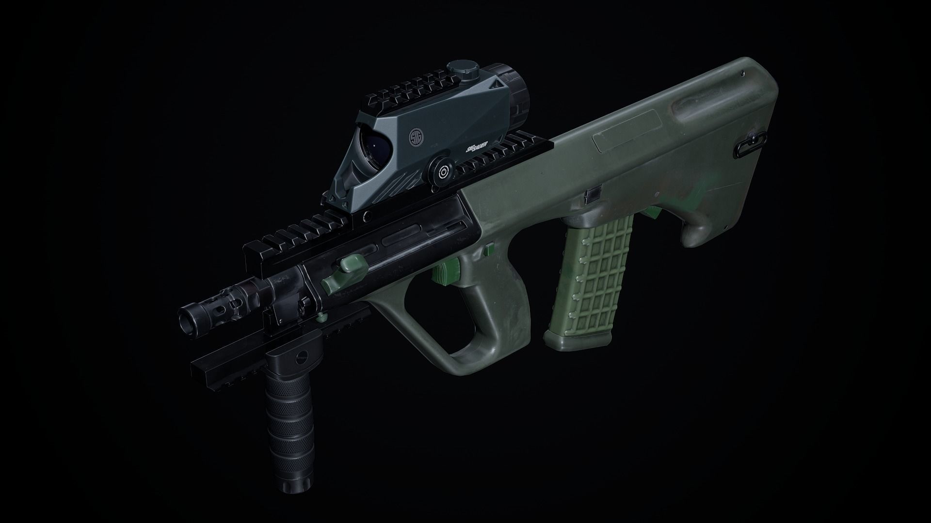 Steyr Aug A1-A3-Para Variants Low-poly 3D model_2