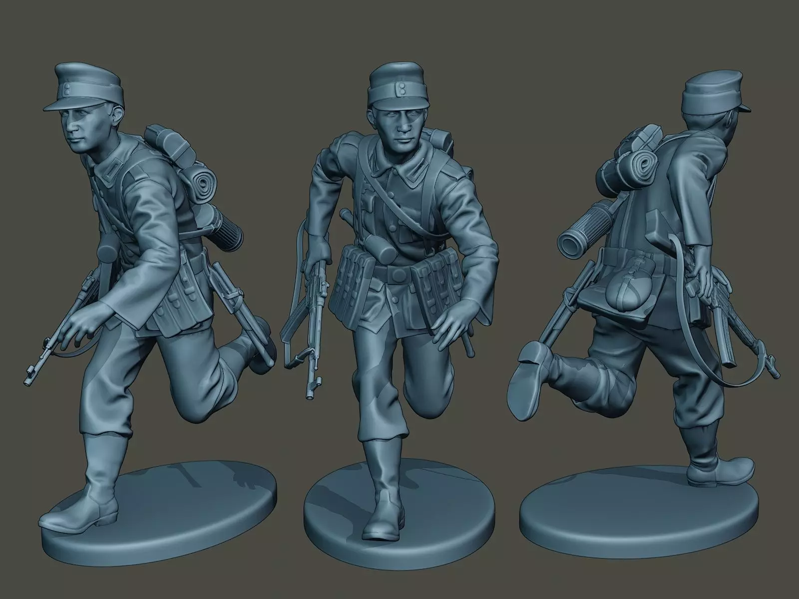 German soldier ww2 run G3 3D print model_0
