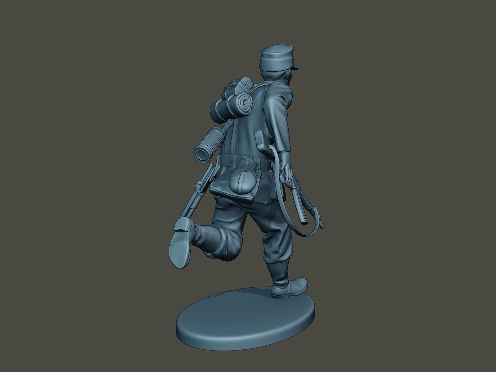 German soldier ww2 run G3 3D print model_6