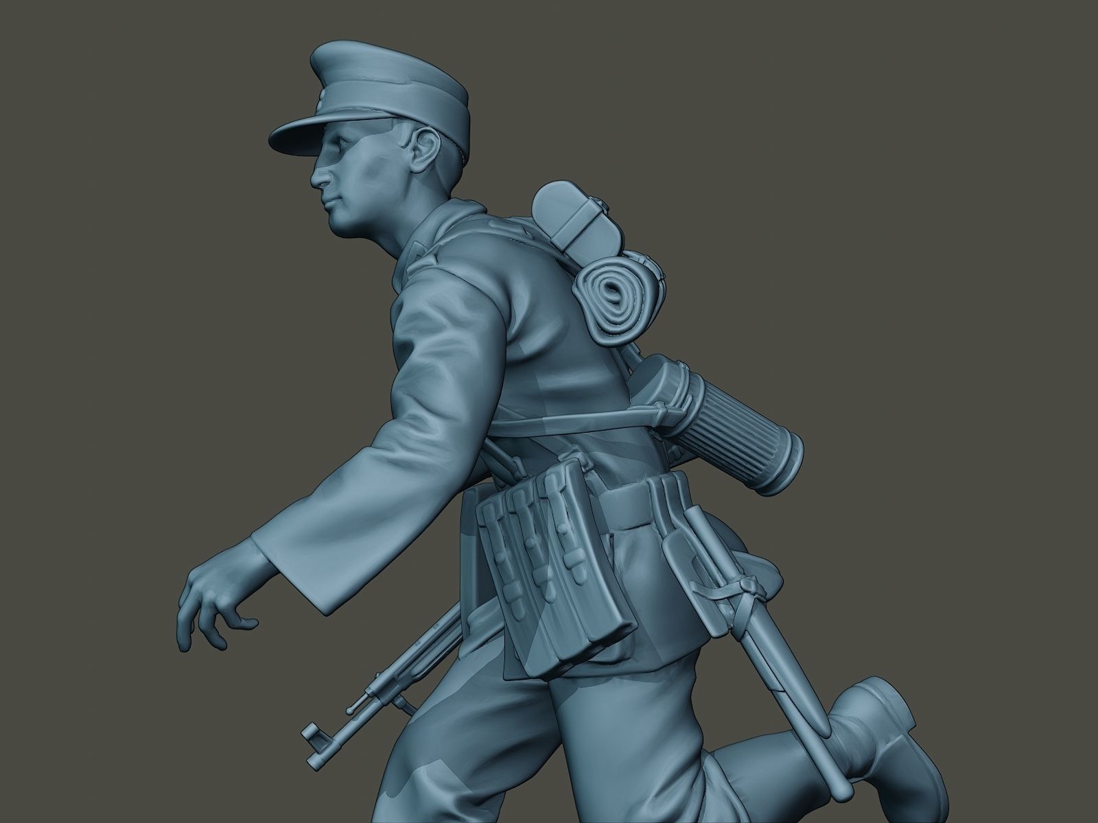 German soldier ww2 run G3 3D print model_16