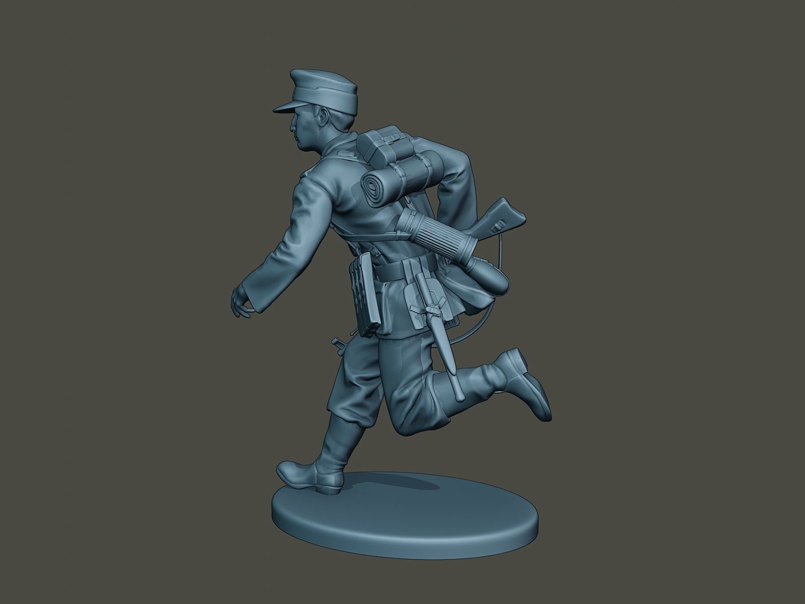 German soldier ww2 run G3 3D print model_3