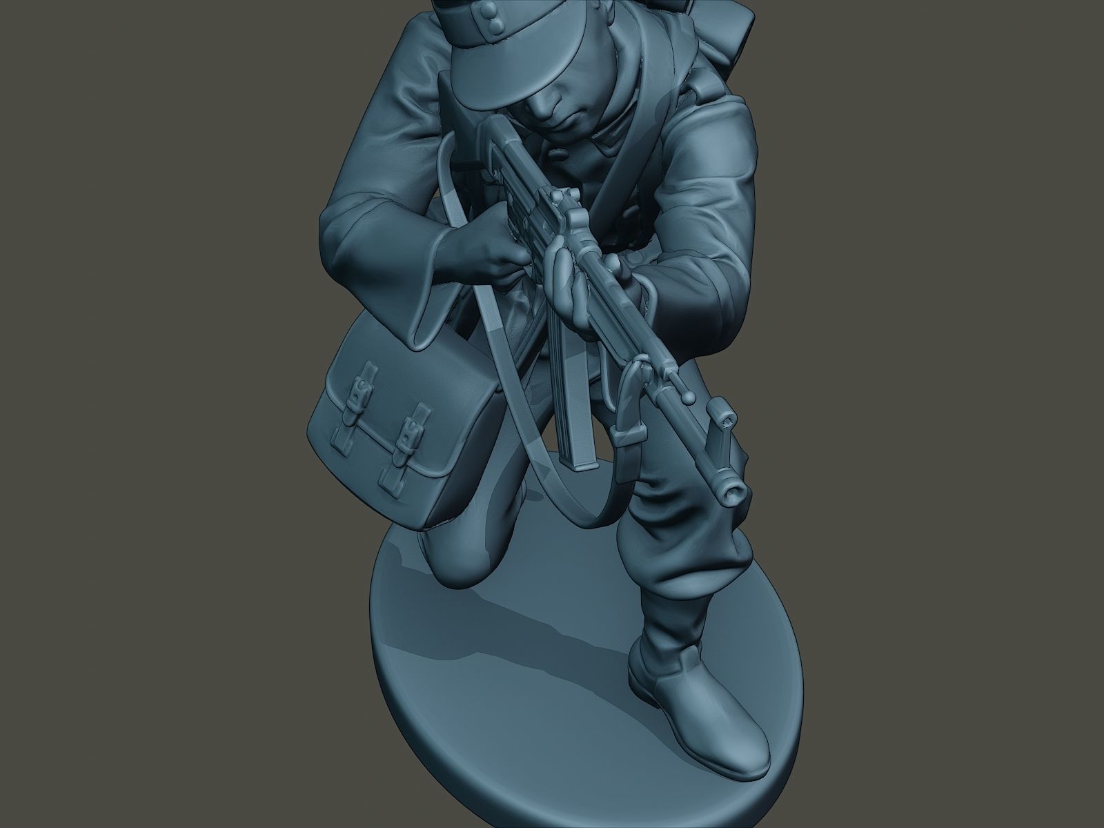 German soldier ww2 Shoot crouched G3 3D print model_18