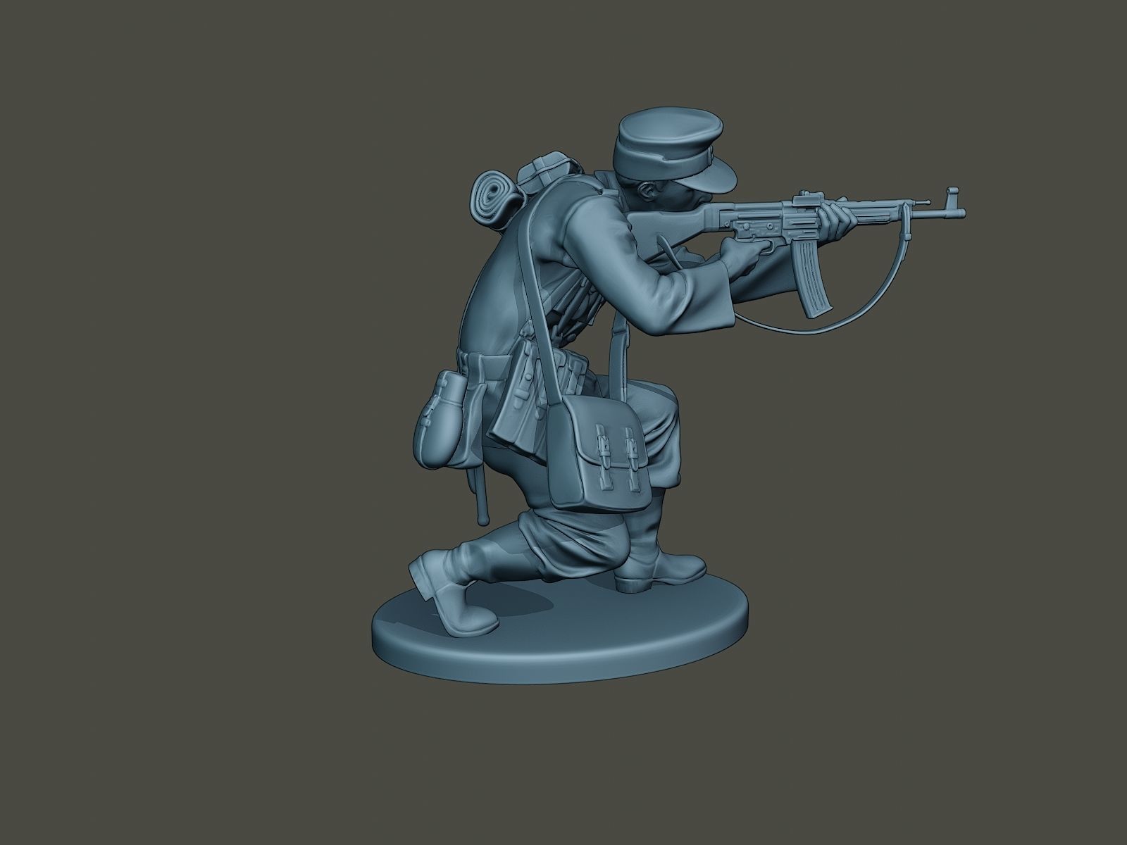 German soldier ww2 Shoot crouched G3 3D print model_7