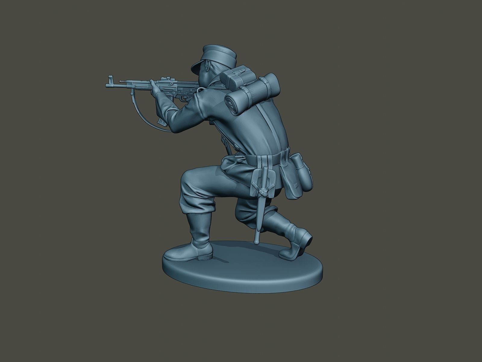 German soldier ww2 Shoot crouched G3 3D print model_3