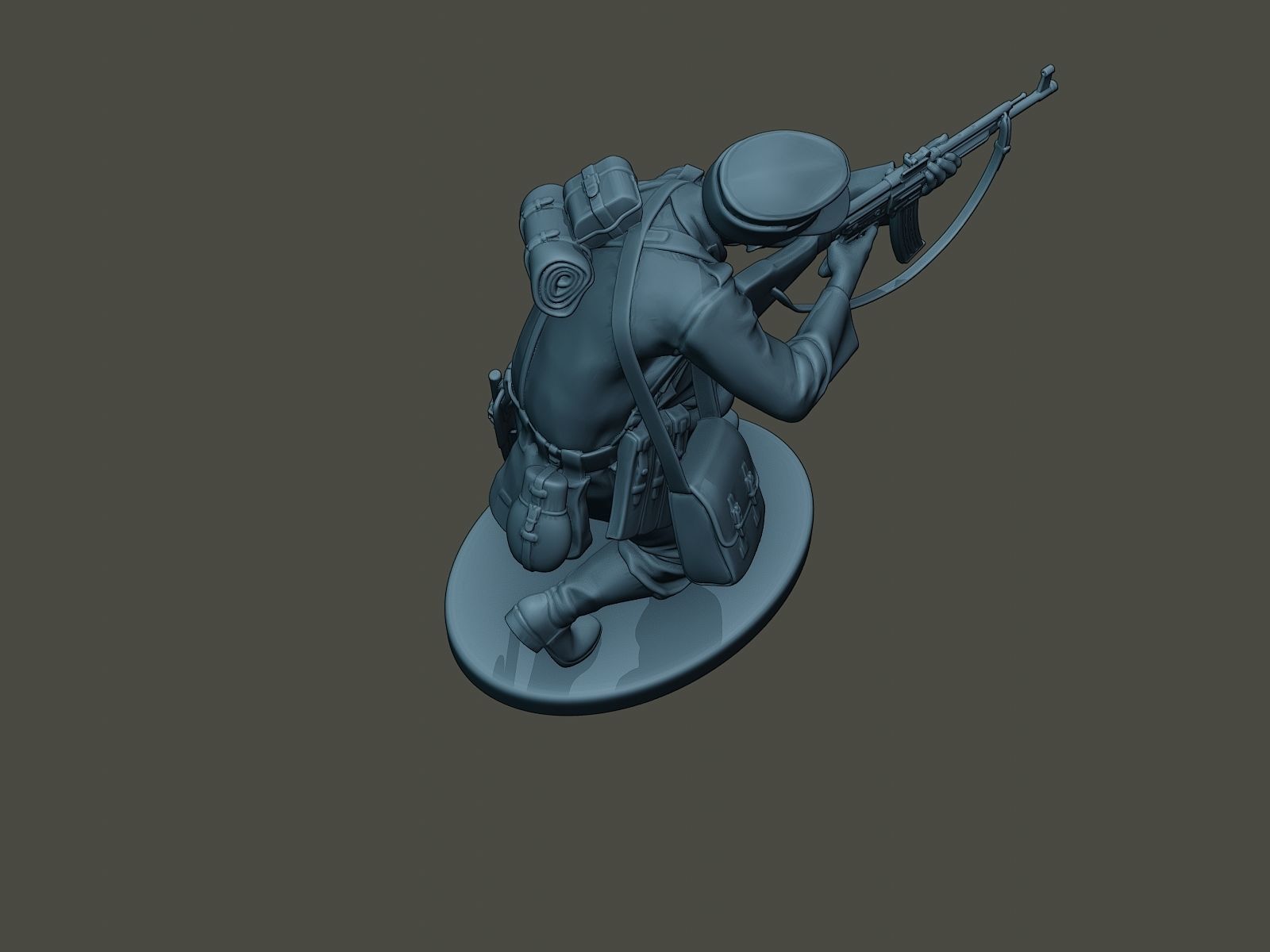 German soldier ww2 Shoot crouched G3 3D print model_21