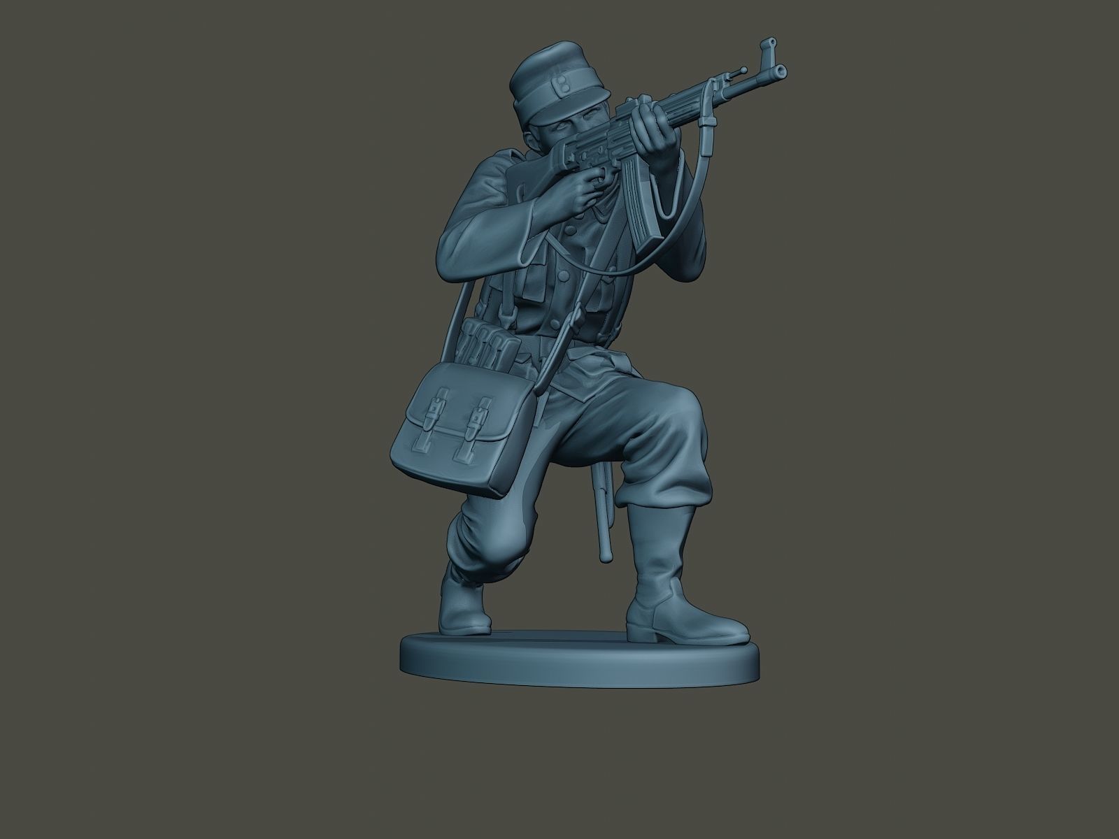 German soldier ww2 Shoot crouched G3 3D print model_12