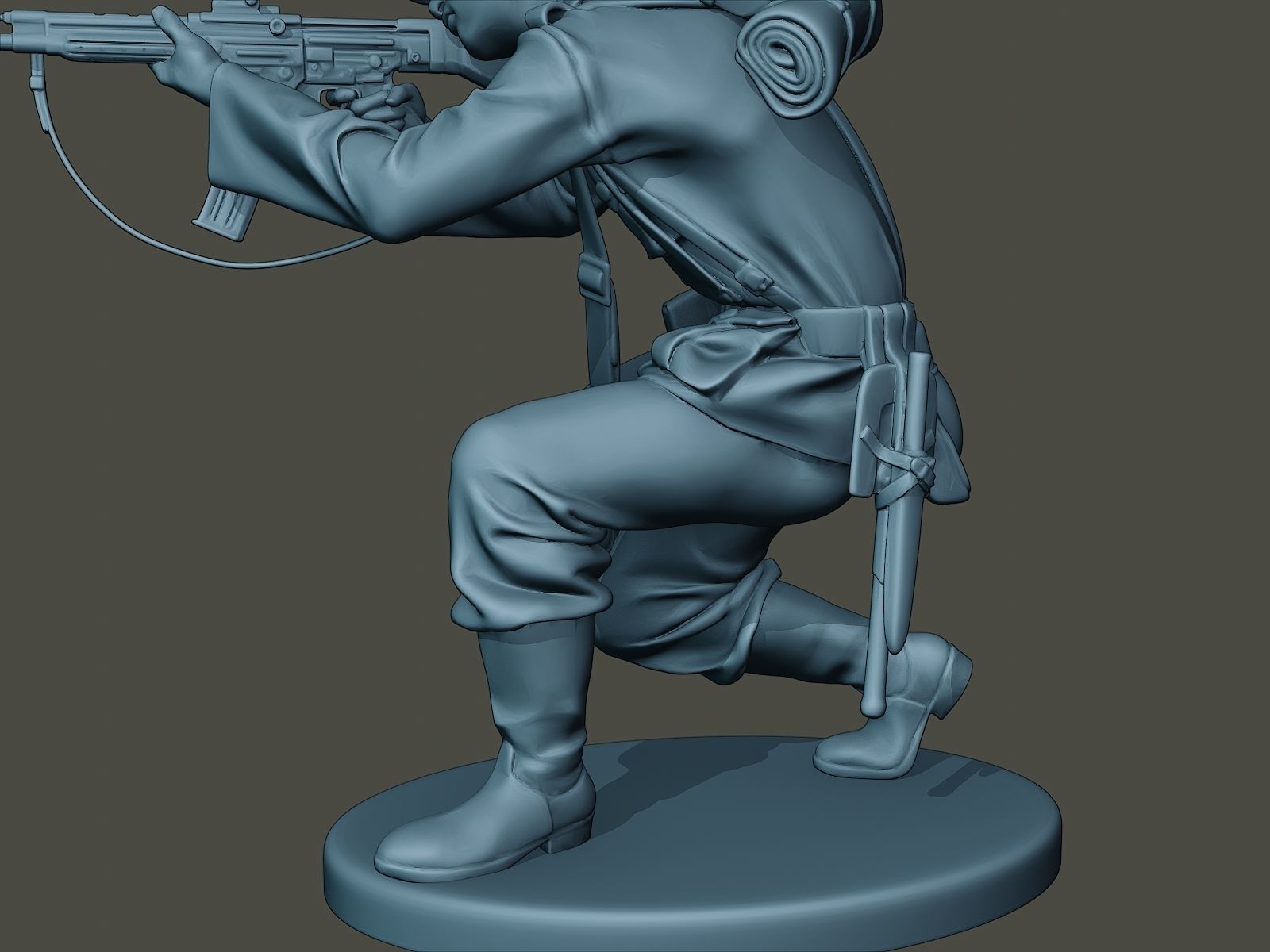 German soldier ww2 Shoot crouched G3 3D print model_16