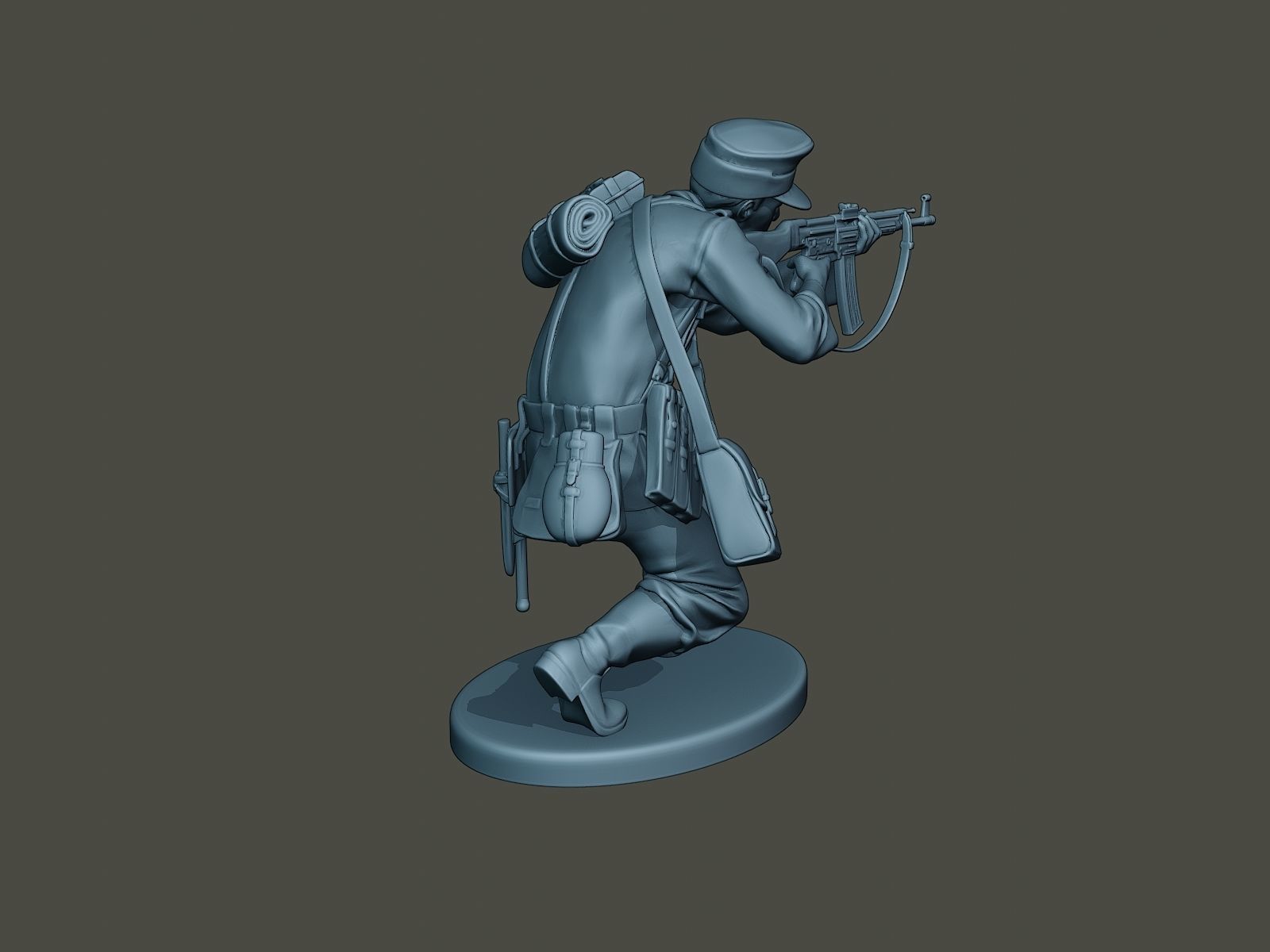 German soldier ww2 Shoot crouched G3 3D print model_6