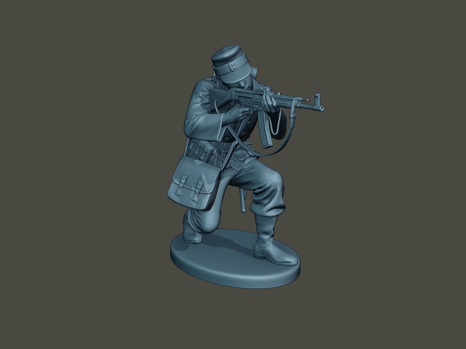 German soldier ww2 Shoot crouched G3 3D print model_9