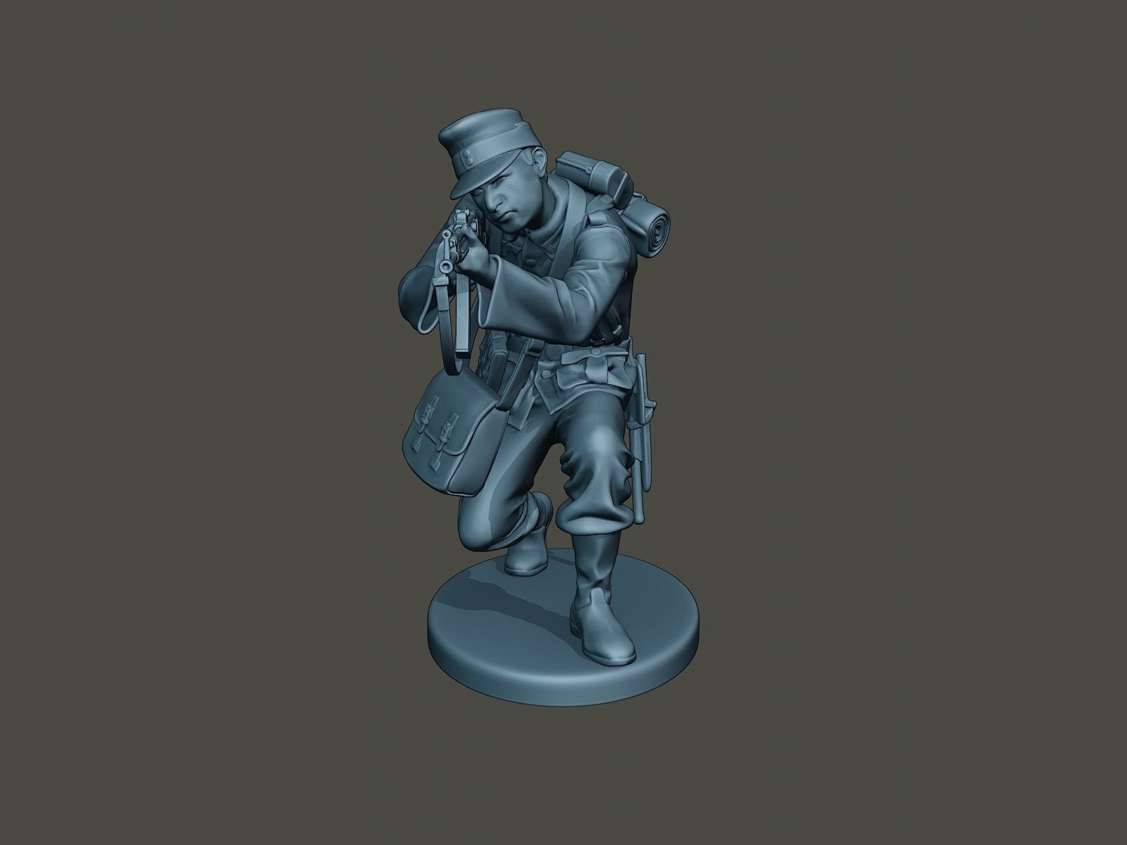 German soldier ww2 Shoot crouched G3 3D print model_10