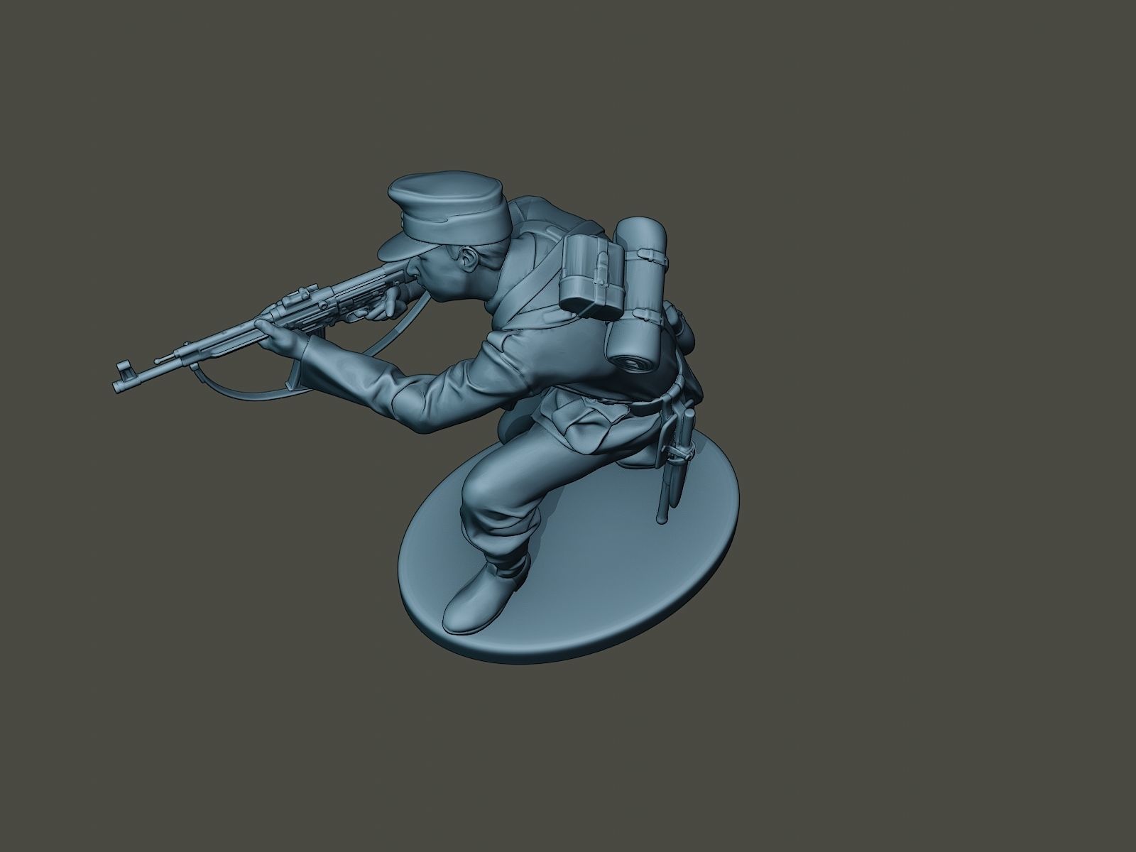 German soldier ww2 Shoot crouched G3 3D print model_14