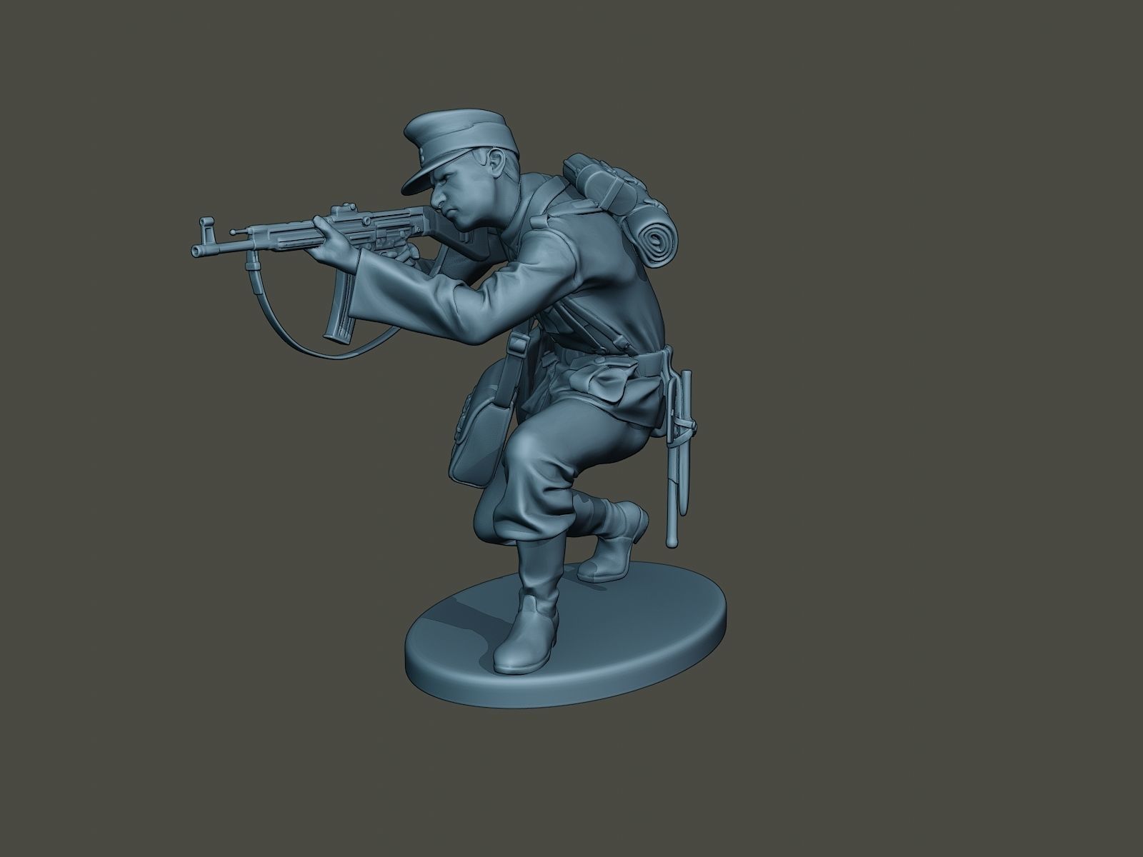 German soldier ww2 Shoot crouched G3 3D print model_1