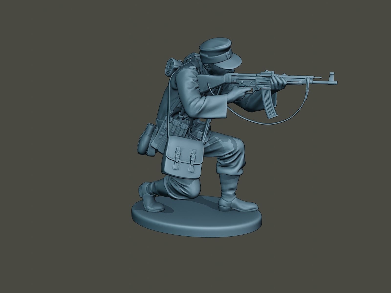 German soldier ww2 Shoot crouched G3 3D print model_8
