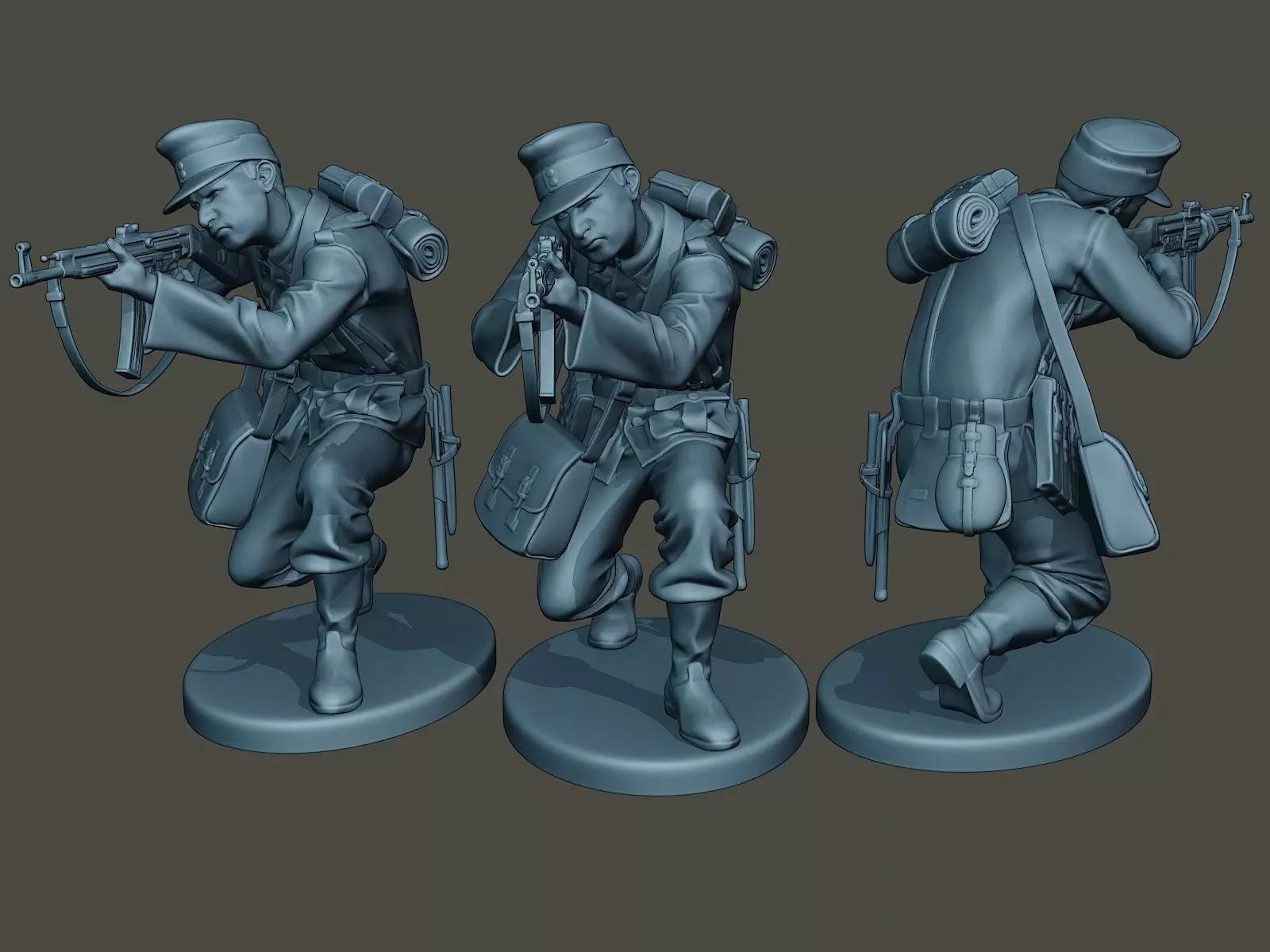 German soldier ww2 Shoot crouched G3 3D print model_0