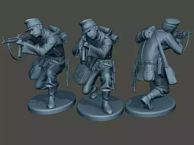 German soldier ww2 Shoot crouched G3 3D print model