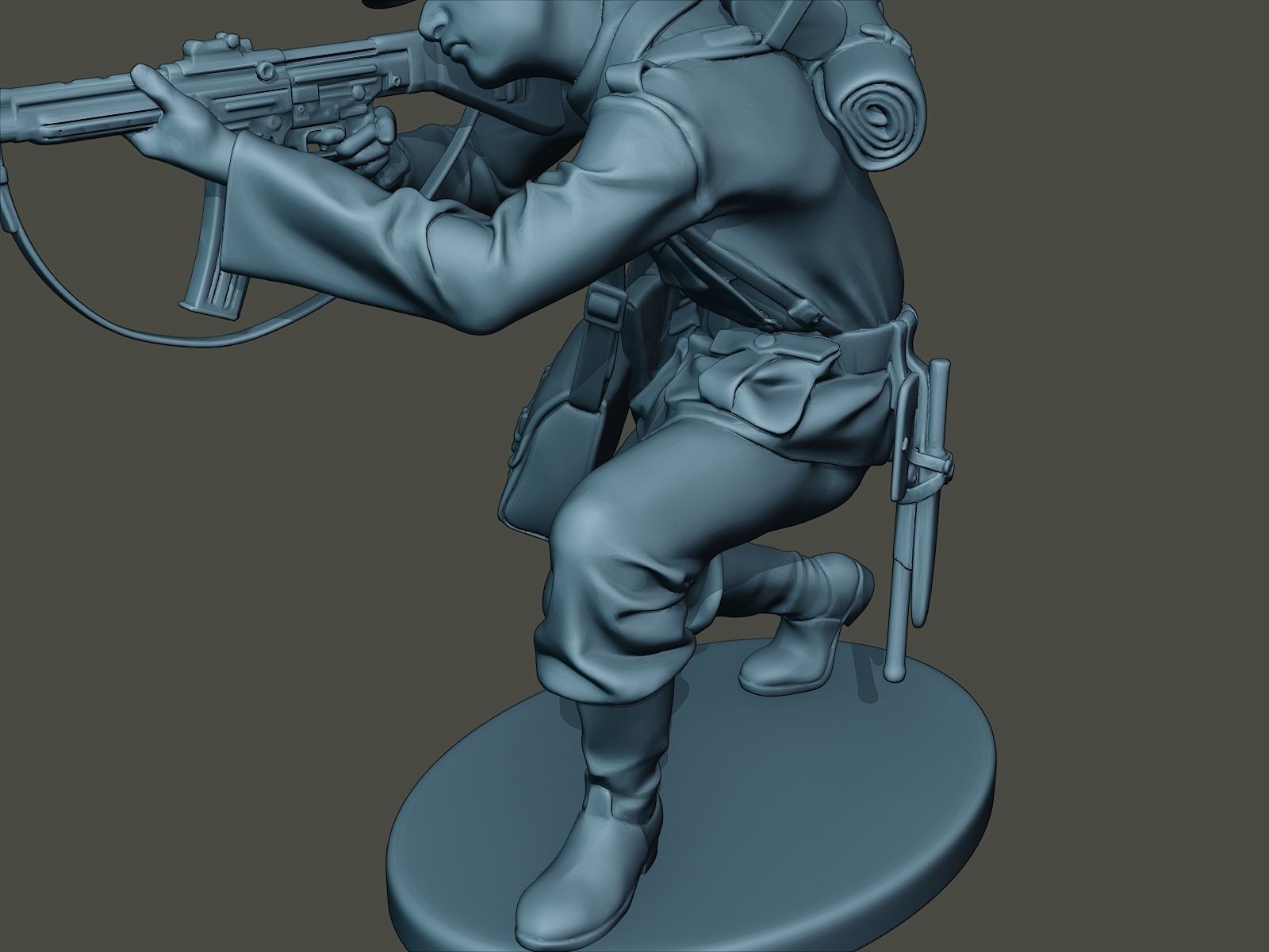 German soldier ww2 Shoot crouched G3 3D print model_17