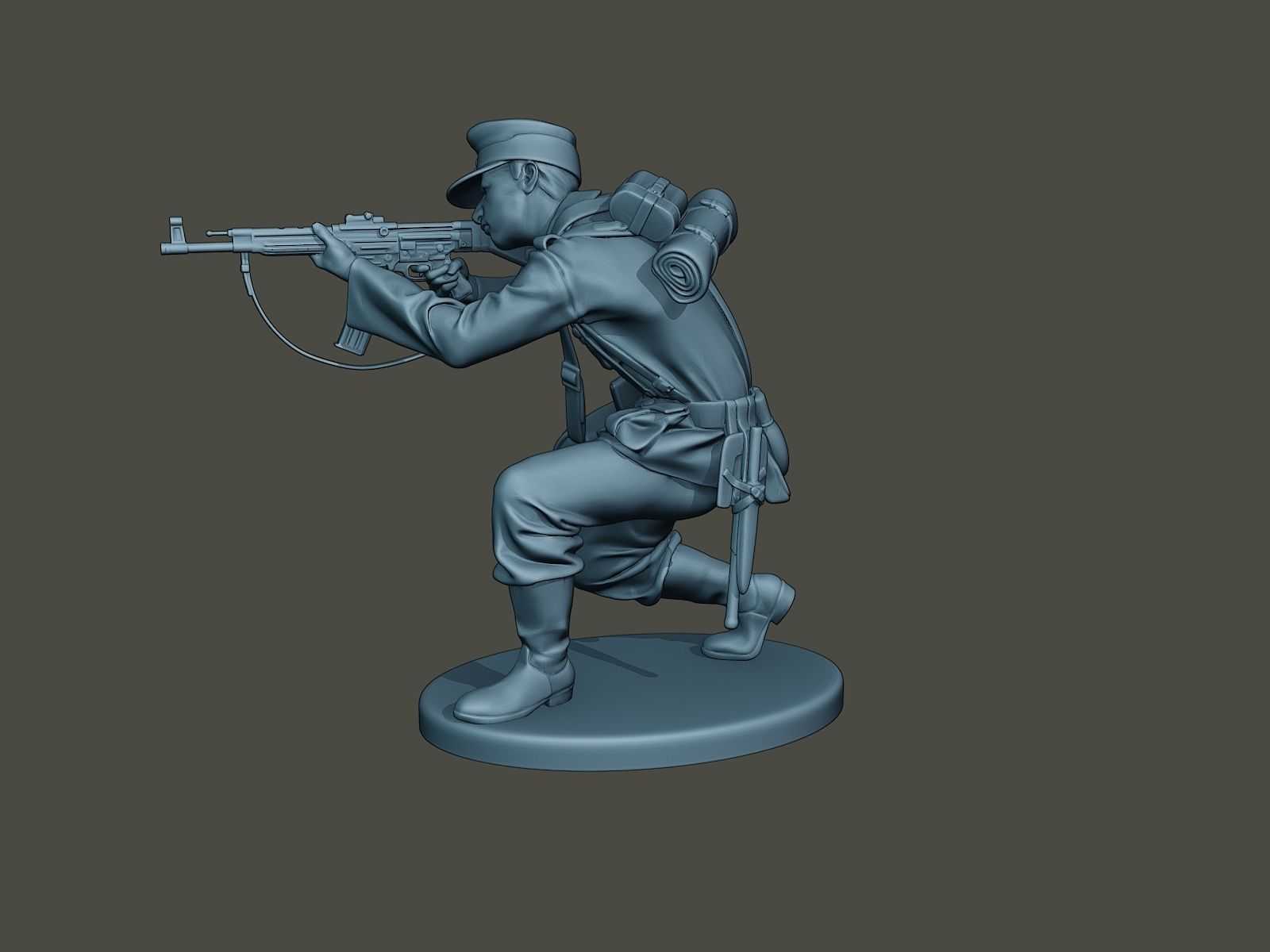 German soldier ww2 Shoot crouched G3 3D print model_2
