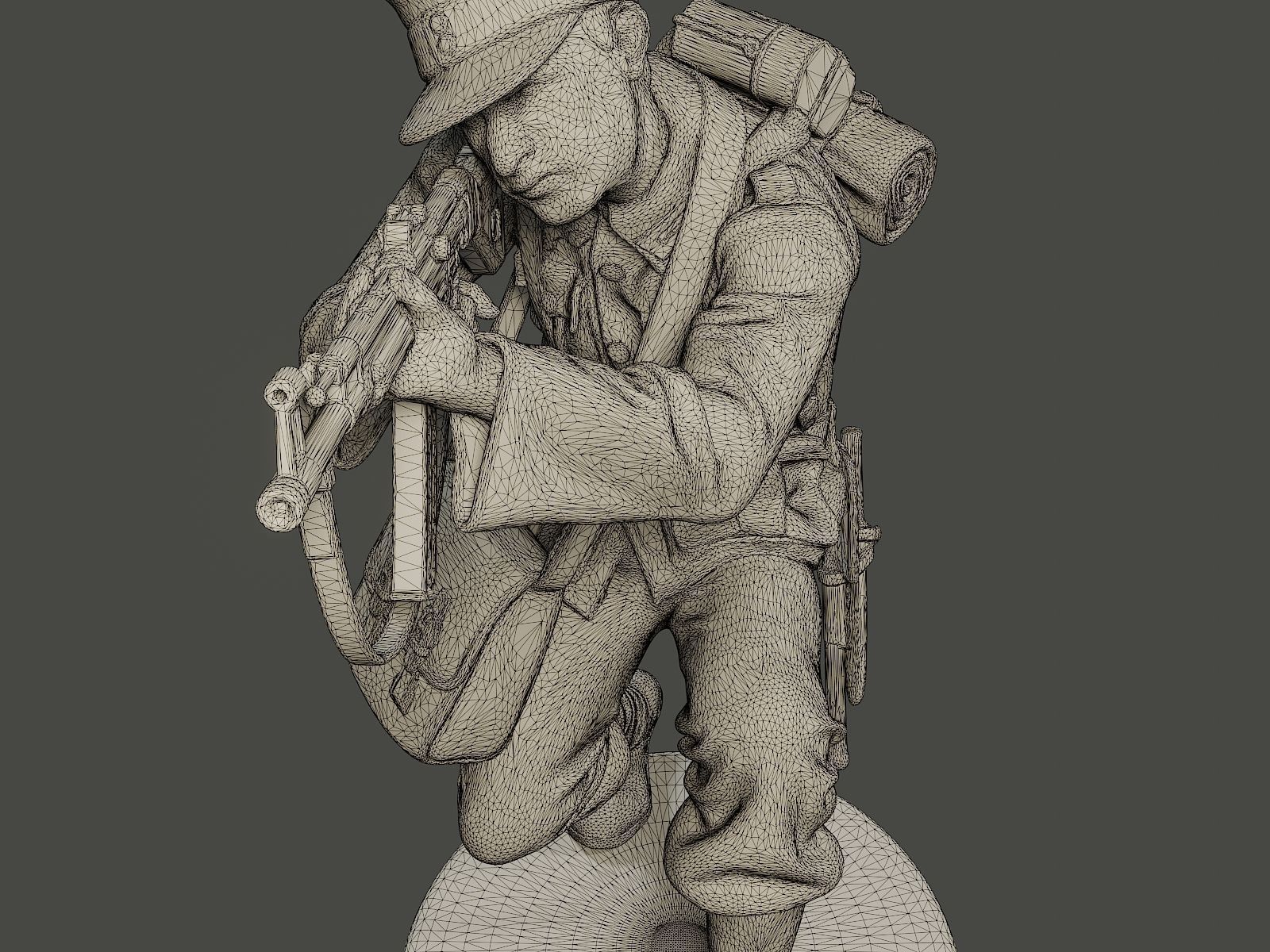 German soldier ww2 Shoot crouched G3 3D print model_11