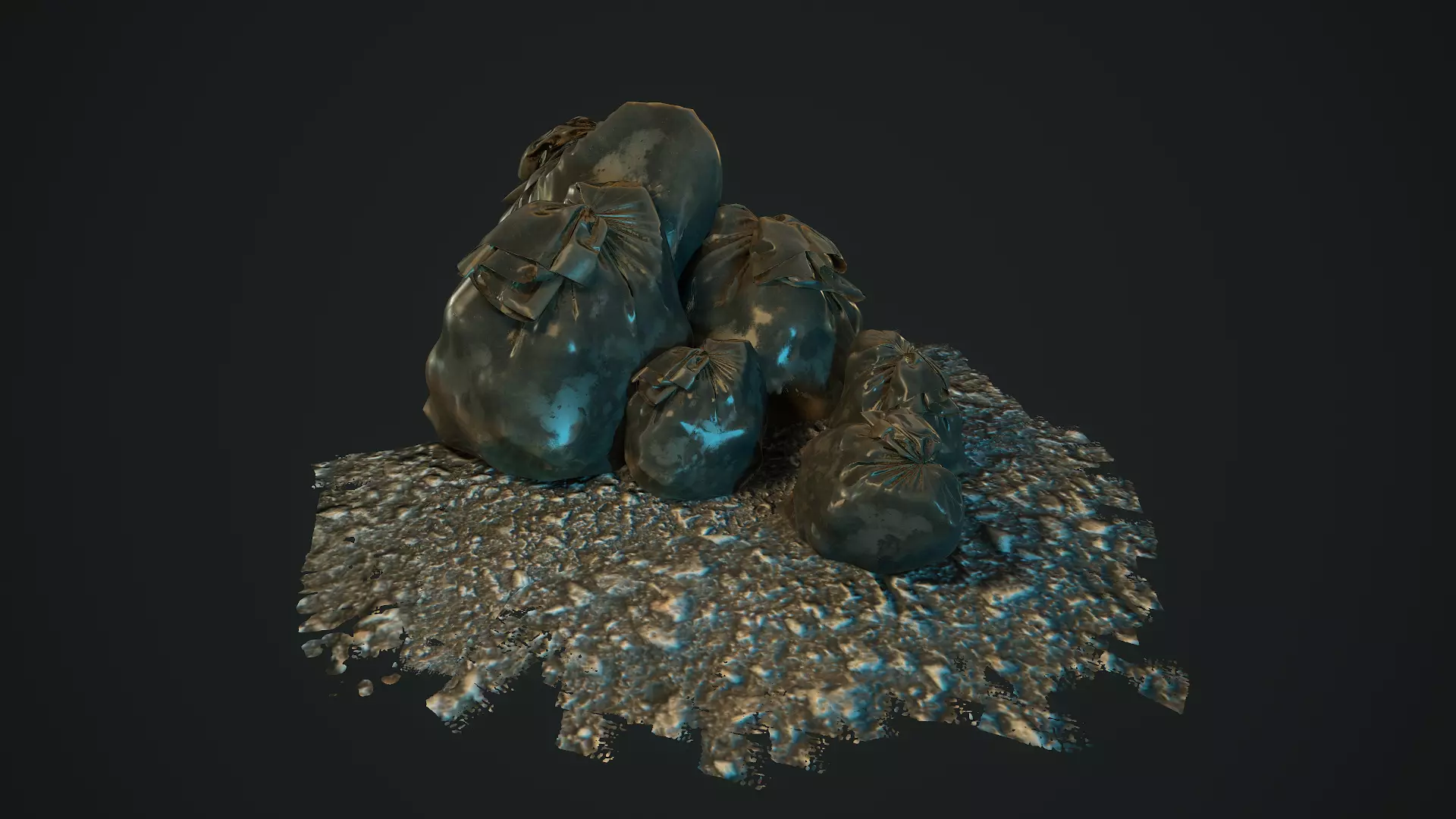 Trash bag 1 pcs game ready PBR Low-poly 3D model