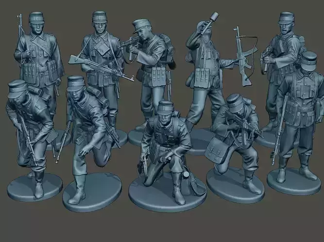 German soldiers ww2 G3 Pack1 3D Model Collection
