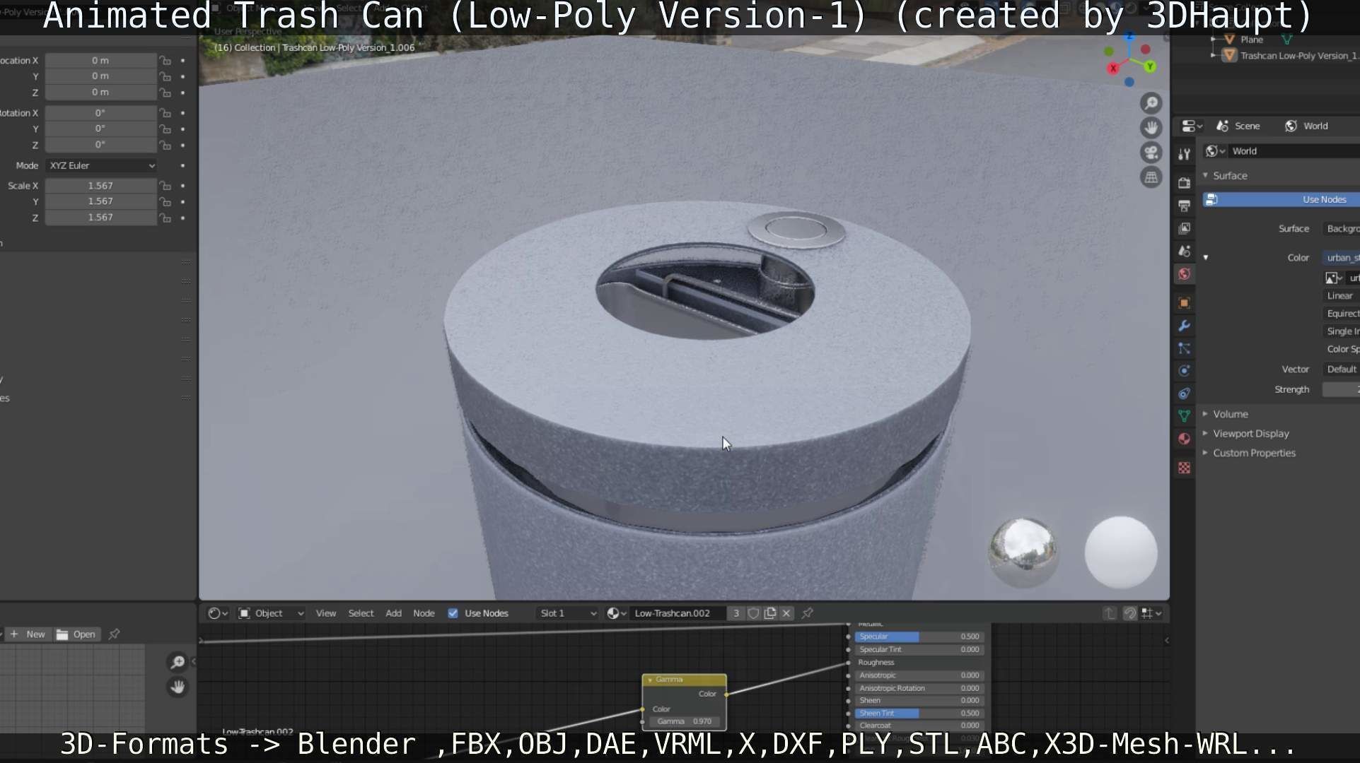 Animated Trash Can Low-Poly Version-1   Low-poly 3D model_93