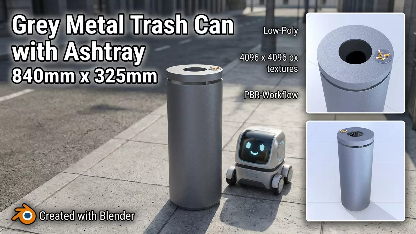 Animated Trash Can Low-Poly Version-1 Low-poly 3D model