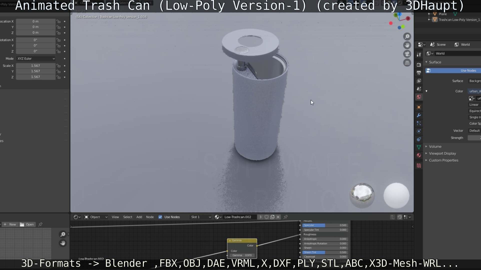 Animated Trash Can Low-Poly Version-1   Low-poly 3D model_91