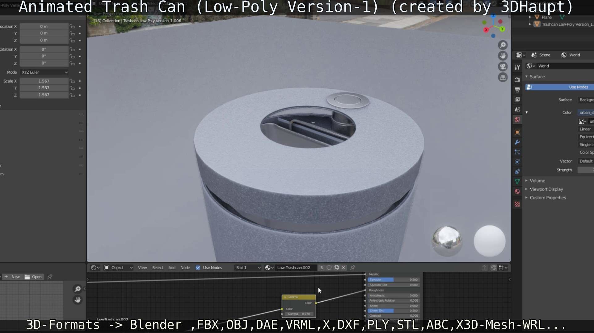 Animated Trash Can Low-Poly Version-1   Low-poly 3D model_94