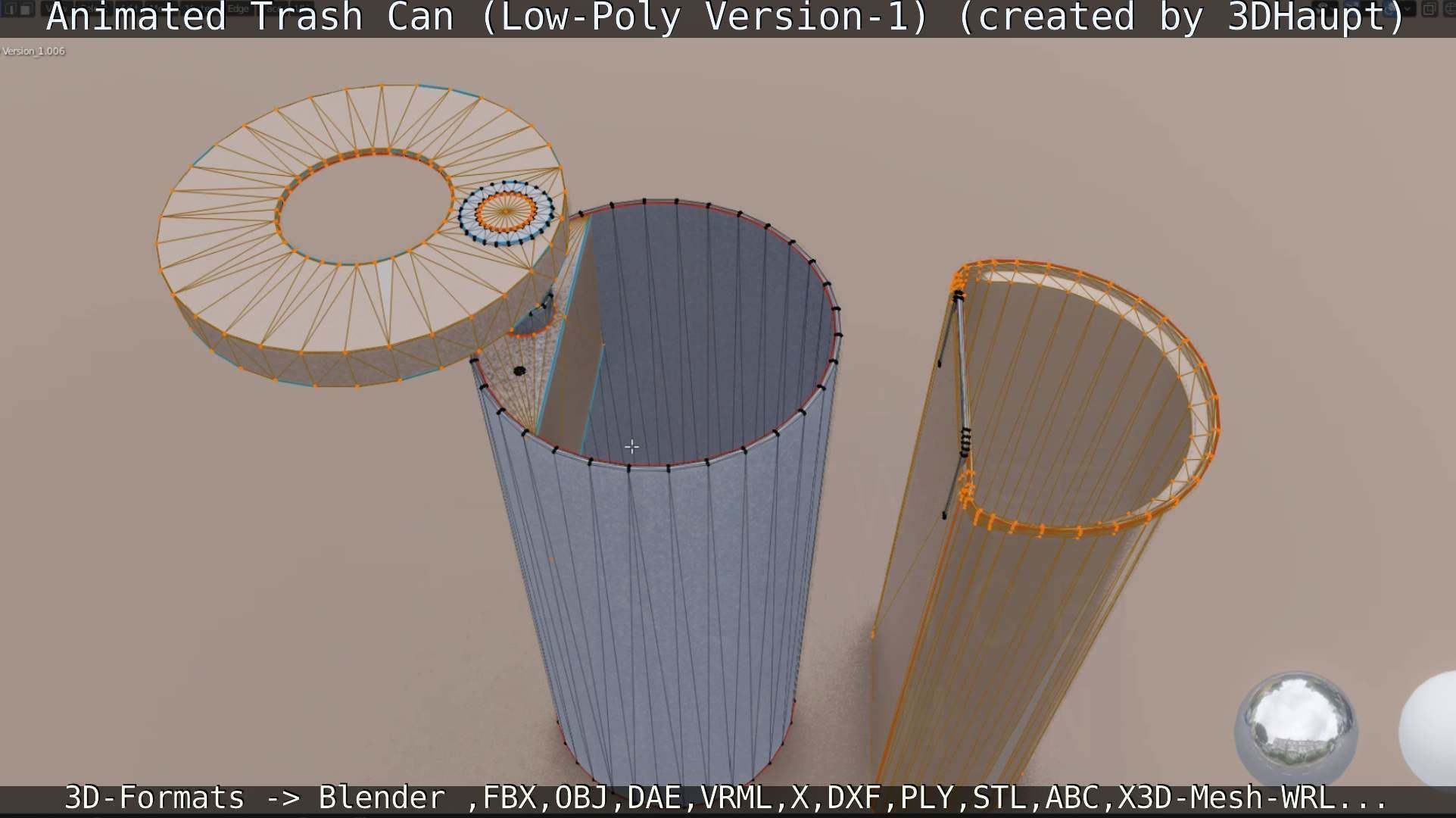 Animated Trash Can Low-Poly Version-1   Low-poly 3D model_71