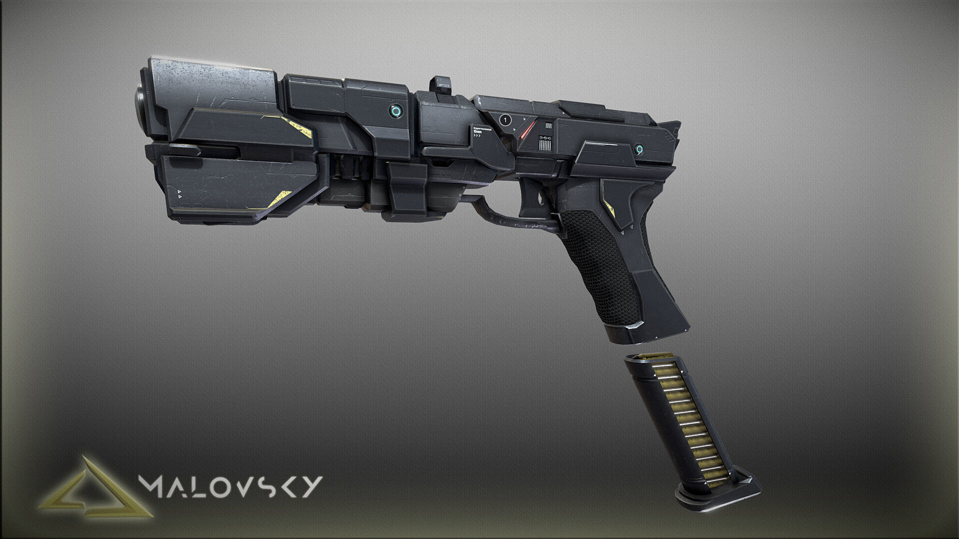 Sci-Fi Gun Game Ready Low-poly 3D model_5