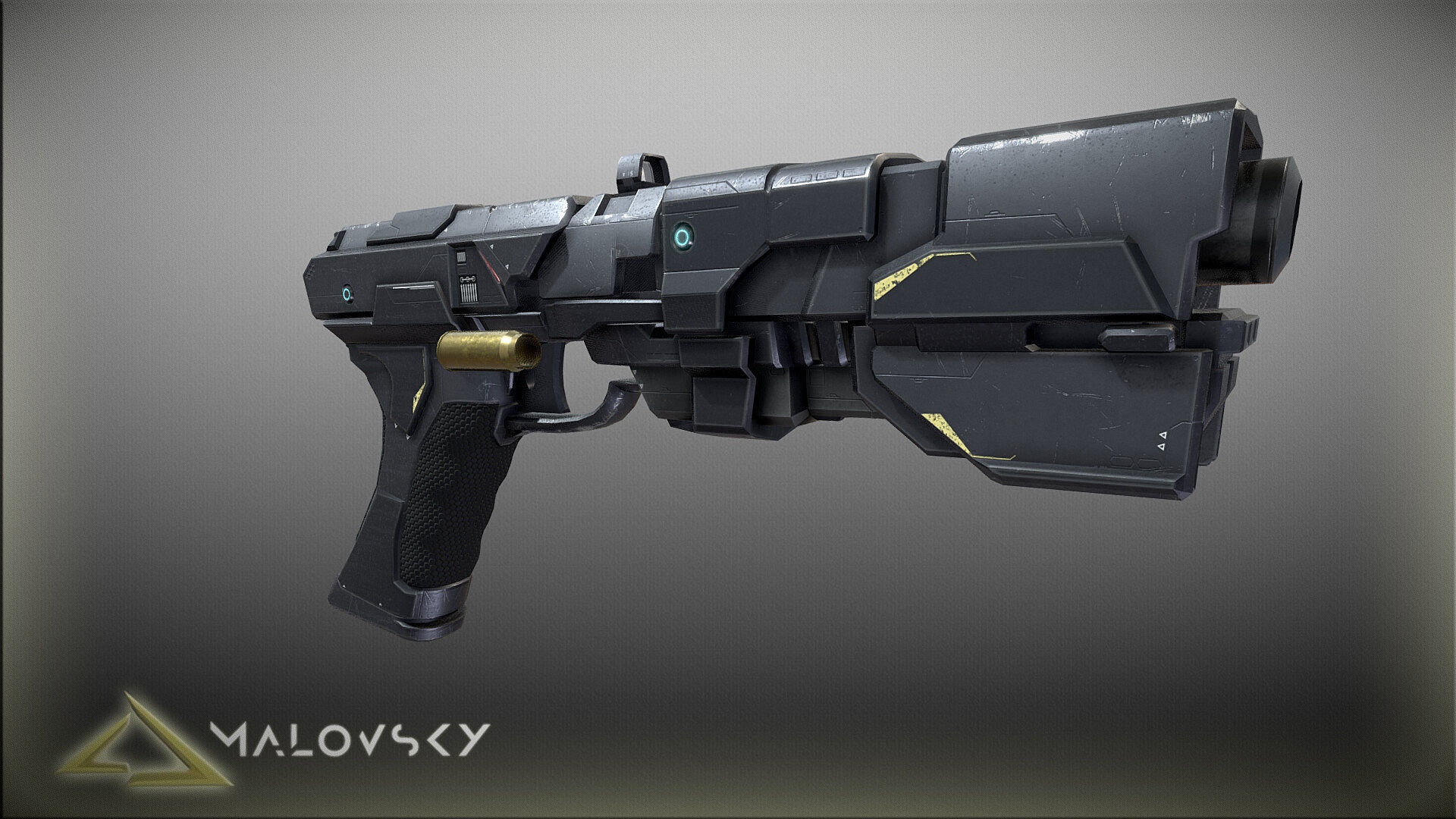 Sci-Fi Gun Game Ready Low-poly 3D model_4